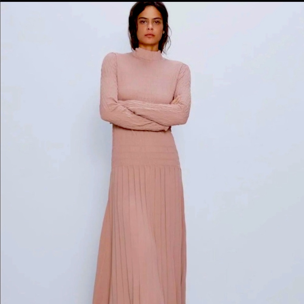 Zara Smocked detail knit dress